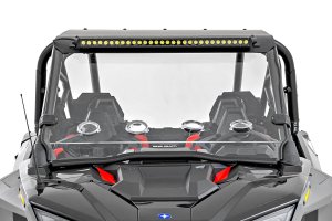 Polaris RZR Turbo R 4 Premium Light Mount - Front - Rough Country - Single Row, White DRL - Black - '22-'23